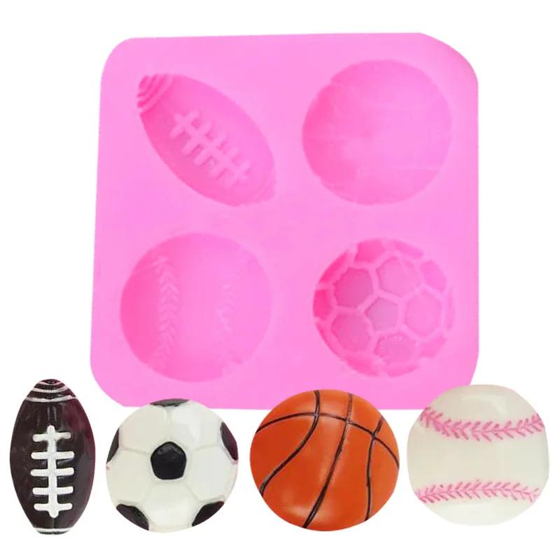 1 Pcs Sport Ball Silicone Molds Football Basketball Tennis Fondant Cake Decorating Tools DIY Party Candy Chocolate Moulds