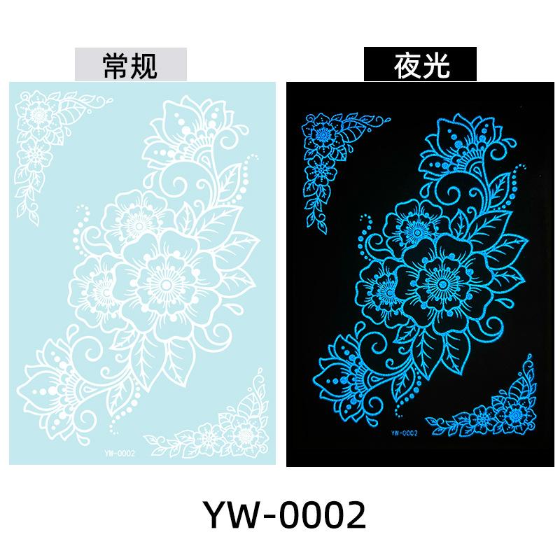 Glow In The Dark Indian Lace Tattoo Stickers - Henna Style Hand Body Art
