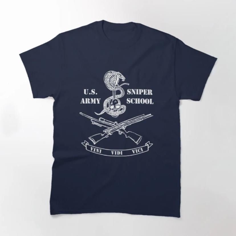 US Army Sniper School Vini Vidi Vici TShirt 100 Cotton ONeck Summer Short Sleeve Casual Mens Tshirt Size S3XL