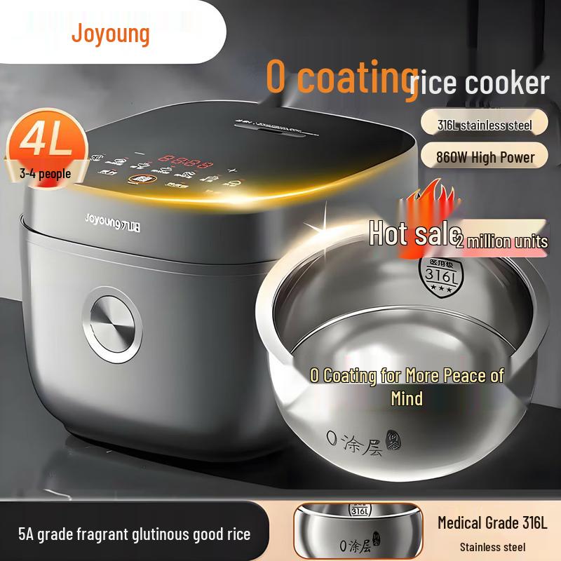 Joyoung 316L Stainless Steel 0-Coating Rice Cooker CN plug (adapter included)