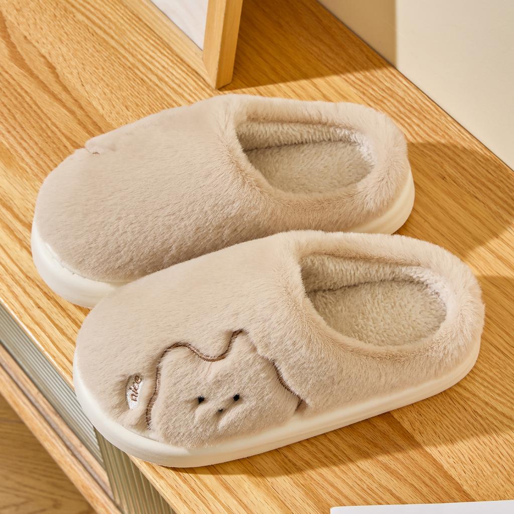 Cartoon Women Home Slippers Plush Warm Thick Bottom Slides Cute Soft Non-slip Slippers Indoor Outdoor Men Casual Slippers