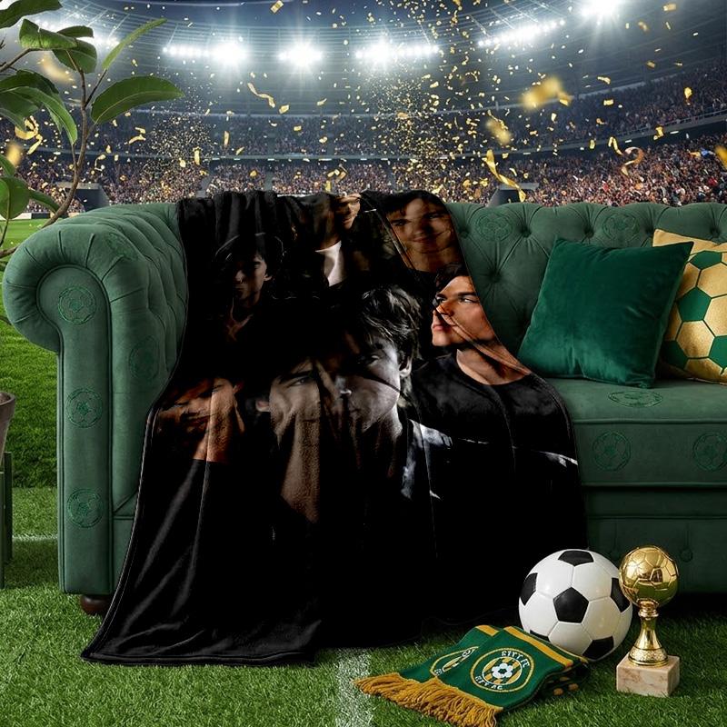 Two Men In Suits Damon Throws Blanket Flannel Blankets Plush for Couch Bed Gifts for Men Women Travel Picnic Blanket Christmas Fan Gifts