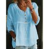 TIFICY Women's Fashion Casual Summer Spring Solid Color Print 3/4 Sleeves V-Neck Blouses & Shirts