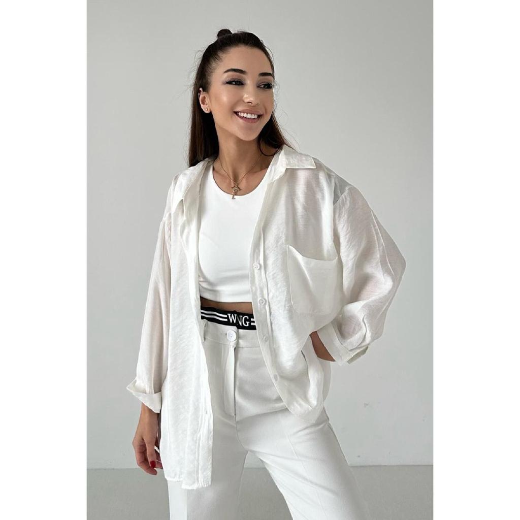 Vintage Shirt White With Scallop Detail