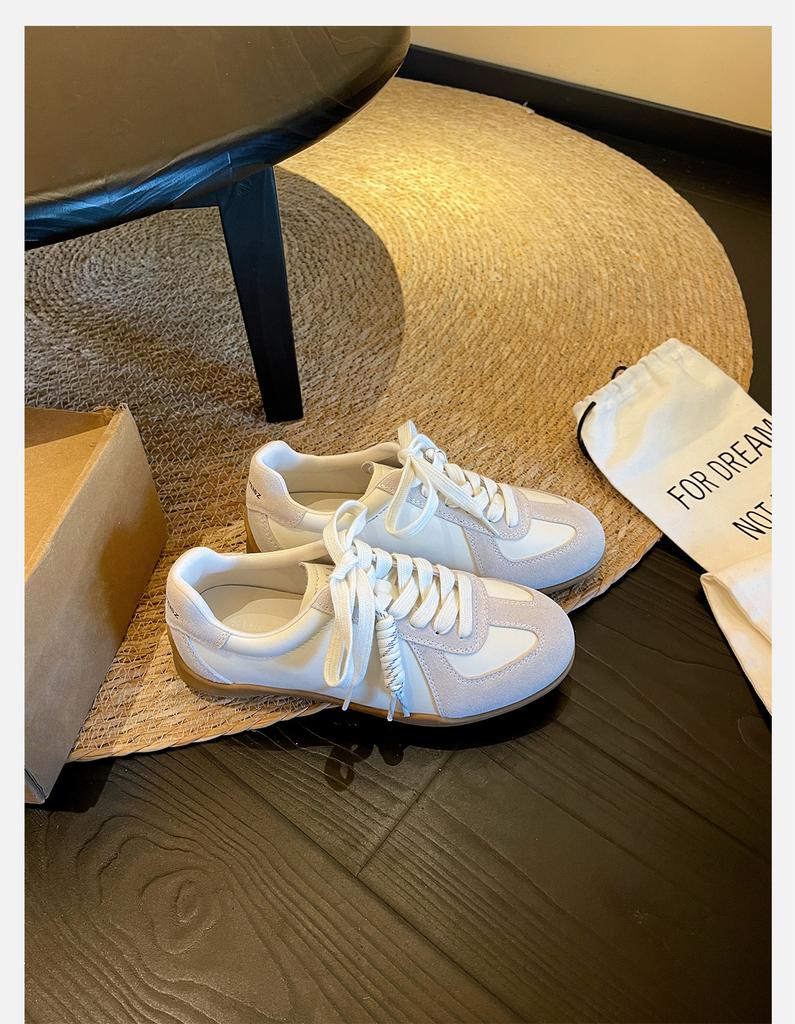 Spot version~ Retro inner height-increasing German training shoes women's autumn lace-up color matching flat-bottomed sports and leisure board shoes