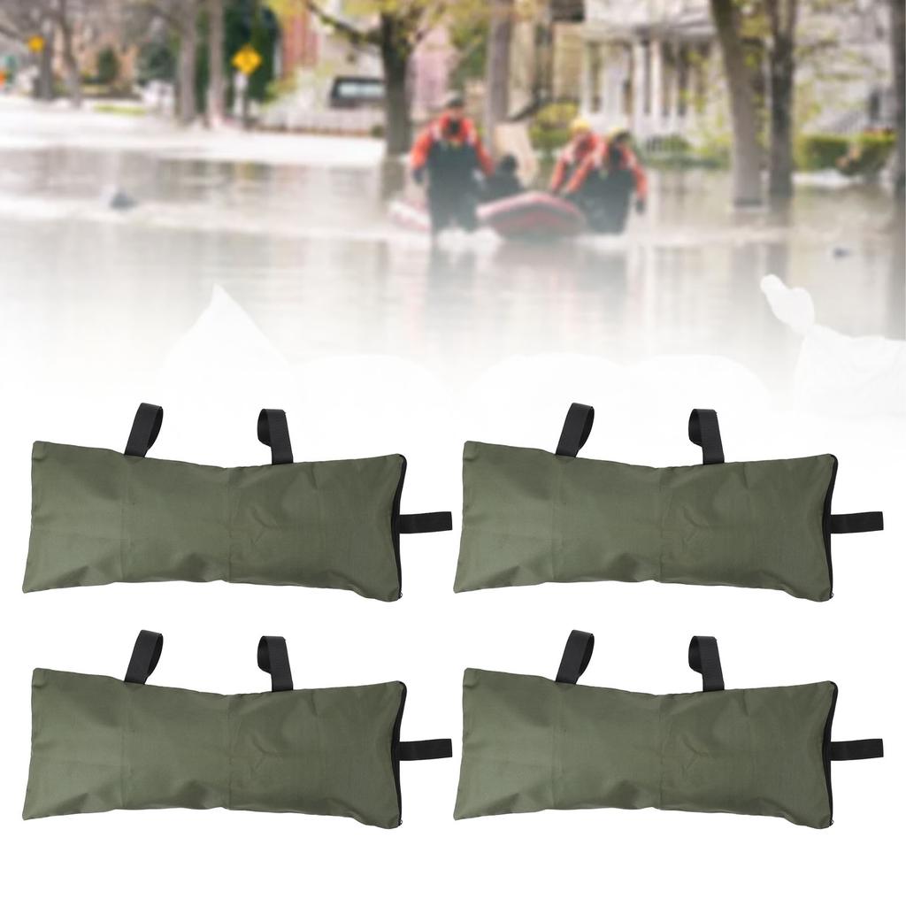4pcs Flood Water Barrier Sand Bags Thickened Flood Prevention Sandbags for Flood Control 600D Oxford Cloth Green
