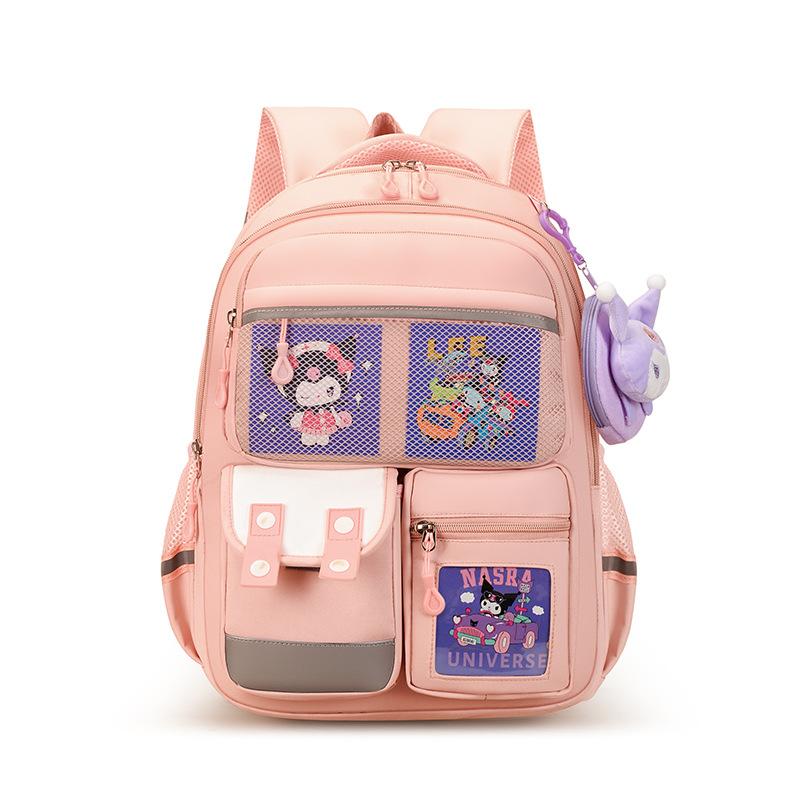 

Large Capacity Primary School Schoolbag Cartoon Animation With Pendant Boys And Girls Backpack Cute Children S Backpack Tide розовый