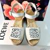 Used [23.5cm] LOEWE Anagram Wedge Espadrille Sandals White