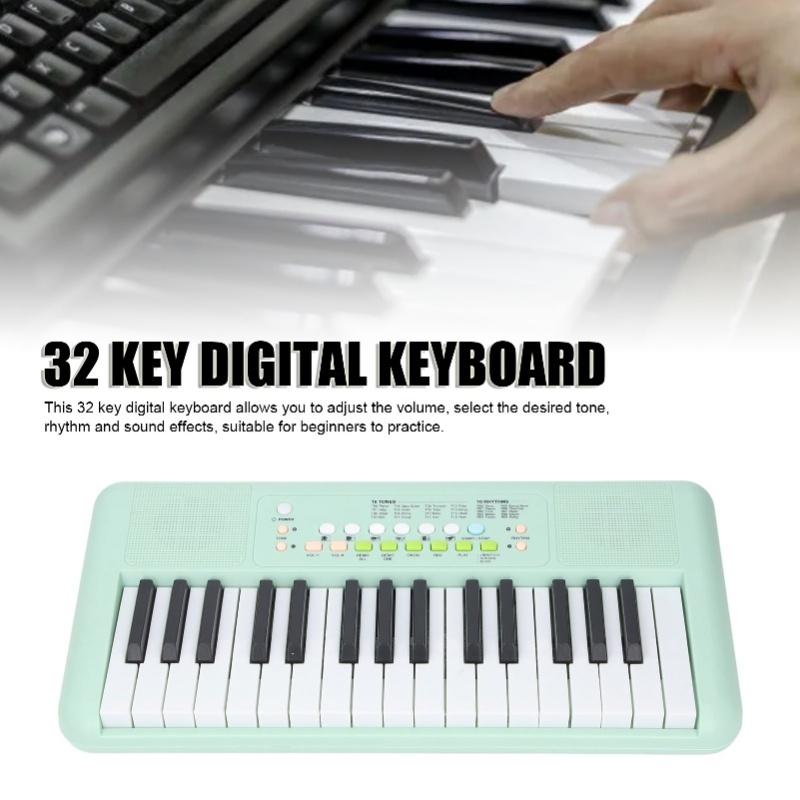 32 Key Electronic Keyboard 16 Tones 10 Rhythms Vibrato Sustain Echo Effects Electronic Piano Keyboard With Microphone Avocado