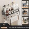 Wall Mount Bathroom Shelf With Suction Cups And Space Aluminum For Vanity Storage