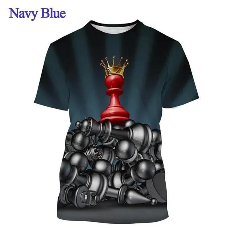 Men's 3D Chess T-shirt, Funny Graphic T-shirt, Original, Exterior, Short Sleeve, Casual, Neck, Neck, Summer Trend