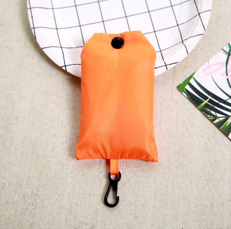 Shopping Bag Solid Color Eco-friendly Folding Reusable Portable Shoulder Handbag Polyester for Travel Grocery