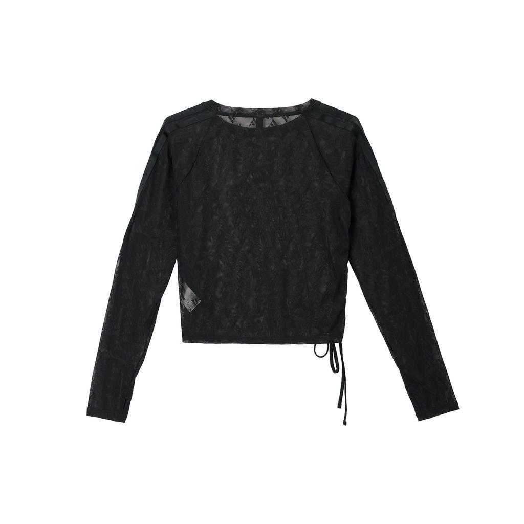 adidas Story Mesh Sports Casual Slim Fit Round Neck Long Sleeve T-Shirt Women Tops KB7607