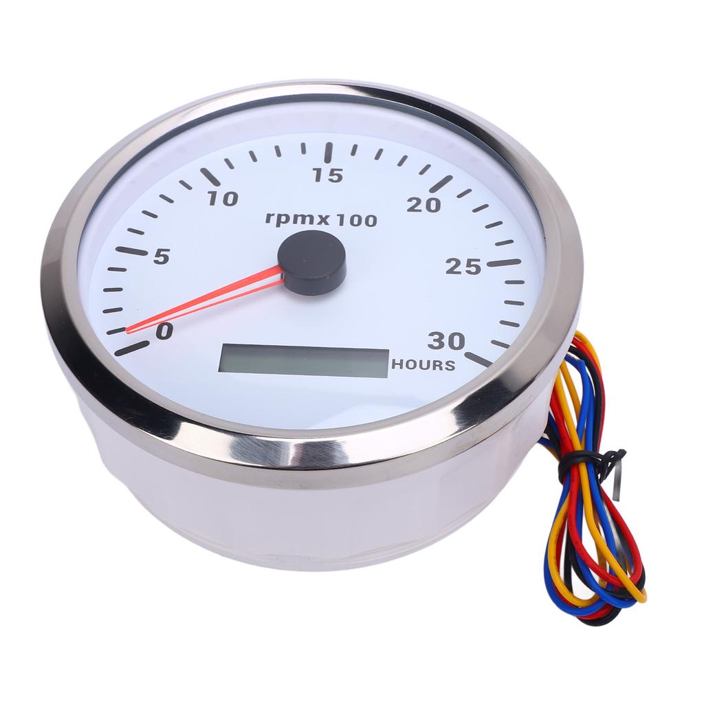 110mm 4 3 8in Tachometer 7 Color Backlight DC 9 32V 3000RPM Gauge with Hour Meter for Car Yacht RV Boat Truck Black