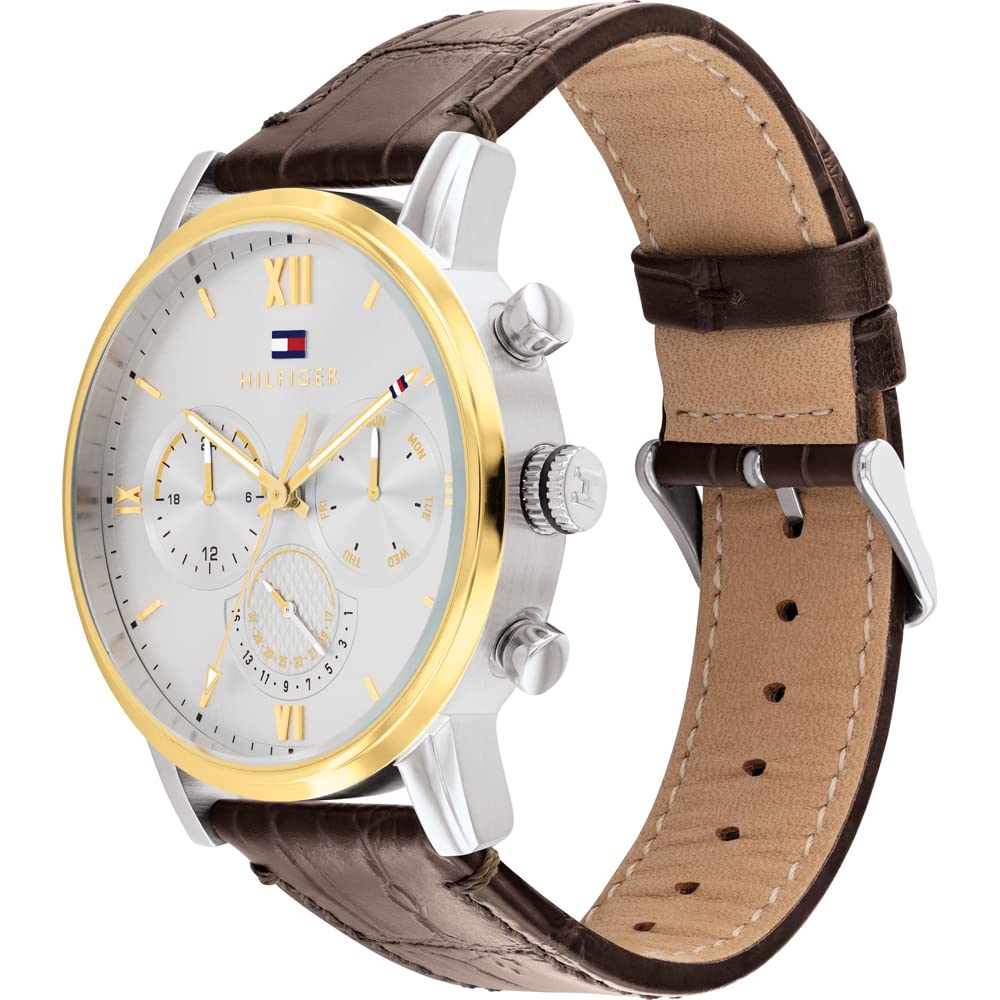 Tommy Hilfiger Watch with Brown Leather Strap Men's Multi-Function (Product Number 1791884)