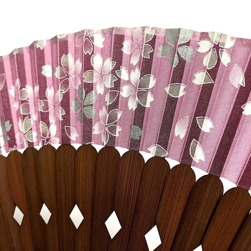 Silk Fan with Fan Case and Pouch Sakura Long for Decorative Carved 1296 Large [Hanakanzashi] Women's - (Cherry Blossom) Pattern, Strand, Women, Ribs,