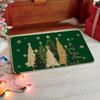 Christmas Carpet Mat Rug Red Background with Green Gold Tree Pattern MERRY CHRISTMAS Text Non-slip Floor Mat for Home Decorati