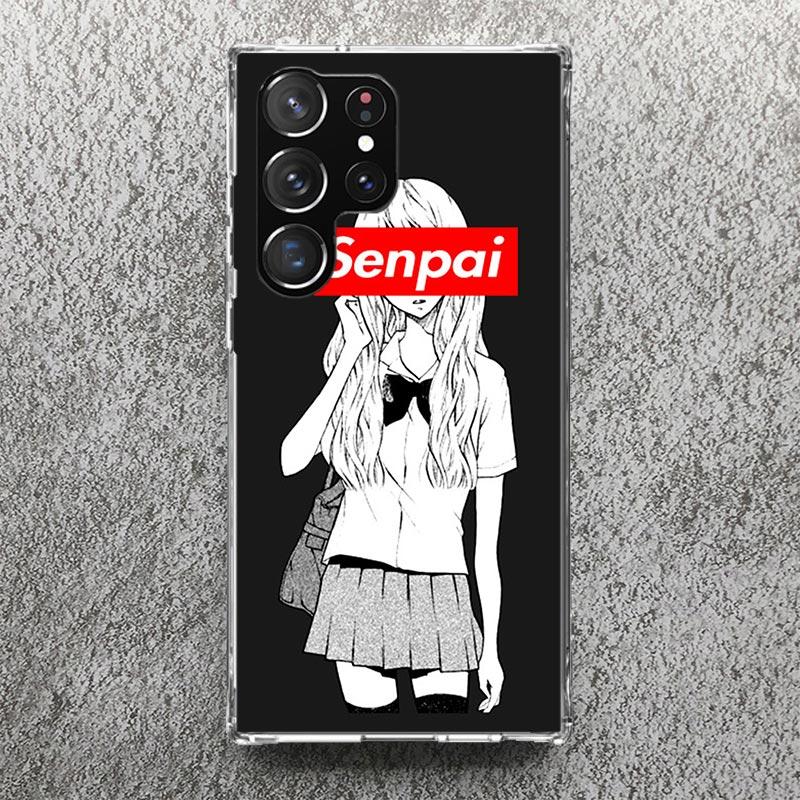 Sugoi Senpai Japanese Anime Waifu Print Soft Case for Samsung Galaxy S25 Edge S24 S23 S22 Ultra S21 Plus S20 FE Phone Shell S10