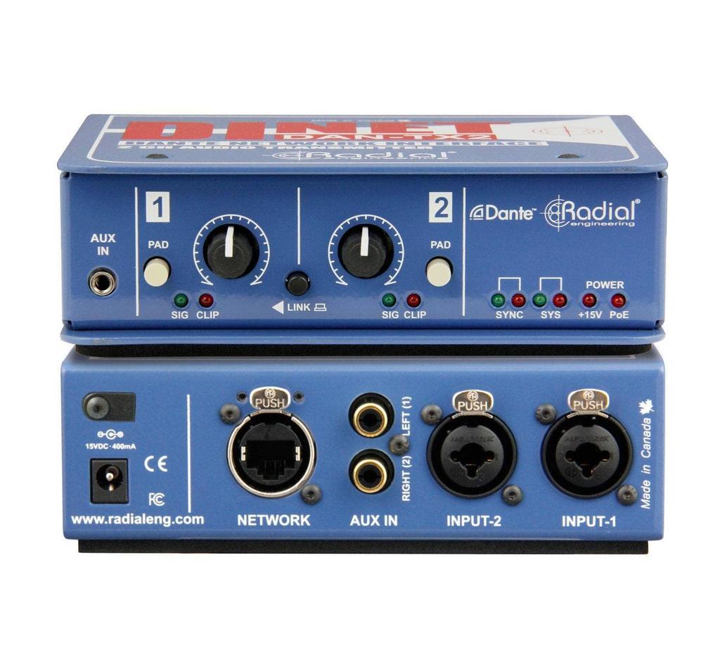 RADIAL DiNET 2 Channel Dante Network Transmitter DAN-TX2