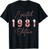 45 Year Old Made In 1981 Floral 45th Birthday Women Tshirt Unisex Summer Streetwear Tops Vintage T Shirt Round Neck Camiseta