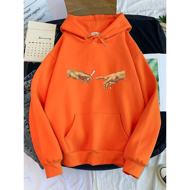Hoodies Women's Two Hands And a Cigarette Graphic Print Hoodiest Thirteen Colors Harajukua Style Casual Top Women Street Style