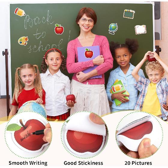 30 Pack Back to School Sticky Notes Total 600 Sheets Funny Notepads Self-Adhesive Writing Memo Pad for Kids Teens School Classroom Office Supplies