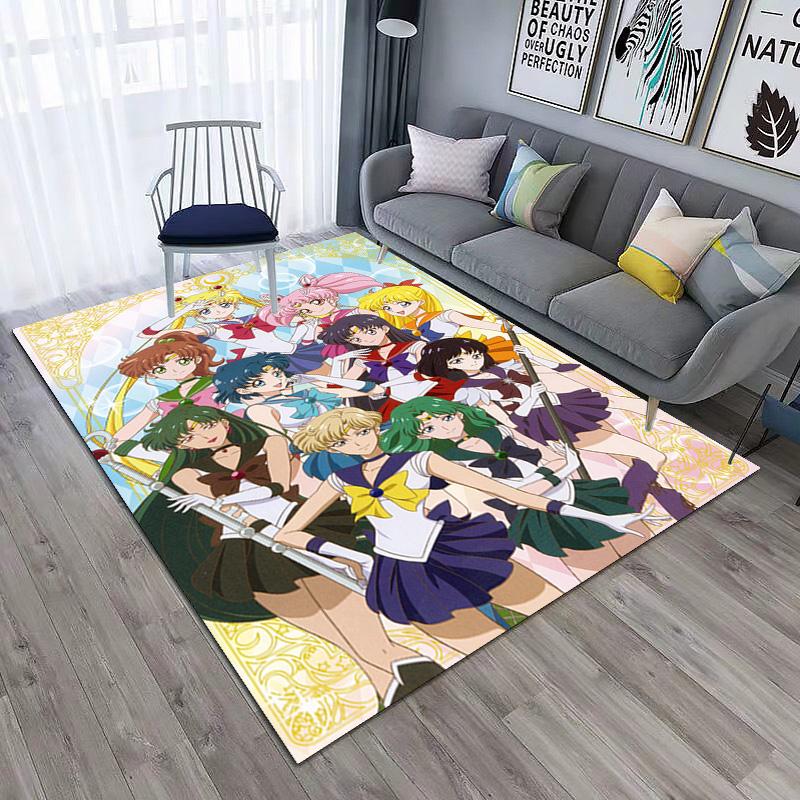Cute Cartoon Theme Sailor Moon Tsukino Usagi Cartoon Rug Multifunctional Household Anti-slip Decorative Door Mat, Outdoor Floor Mat, and Carpet Y8