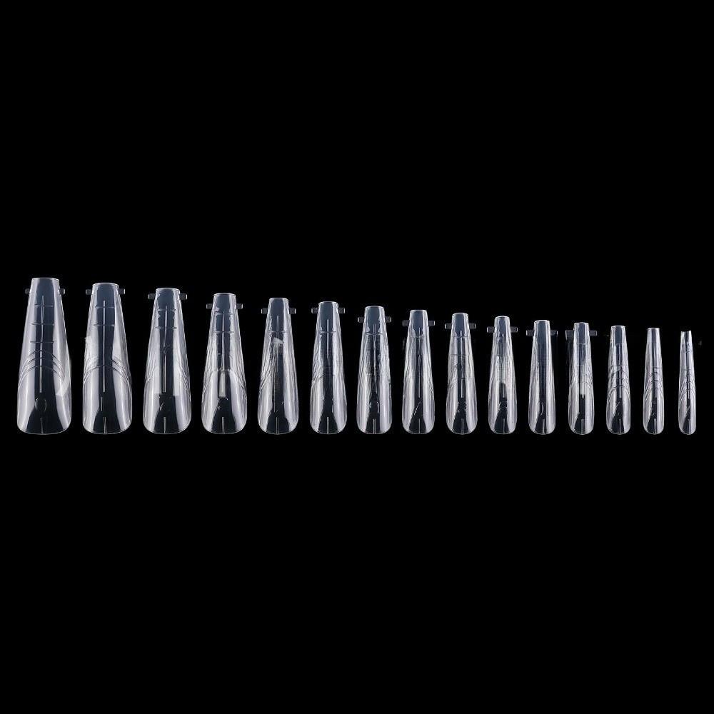 150Pcs 15 Sizes Sandwich Nail Forms Reusable Clear Nail Extension Builder  Home Salon