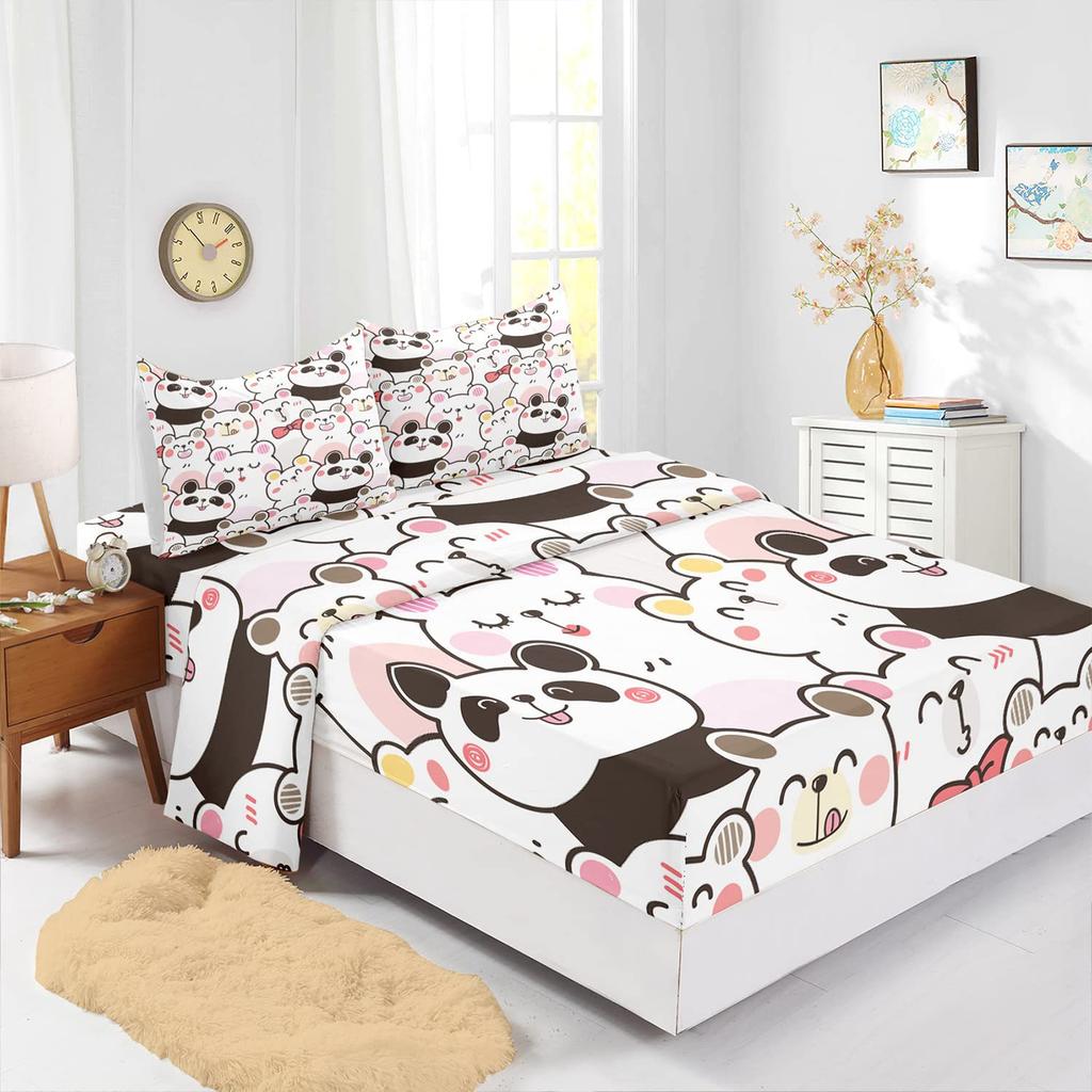 Cartoon animal little dinosaur pattern bed hat four-piece bedding set bedroom dormitory bedding decoration
