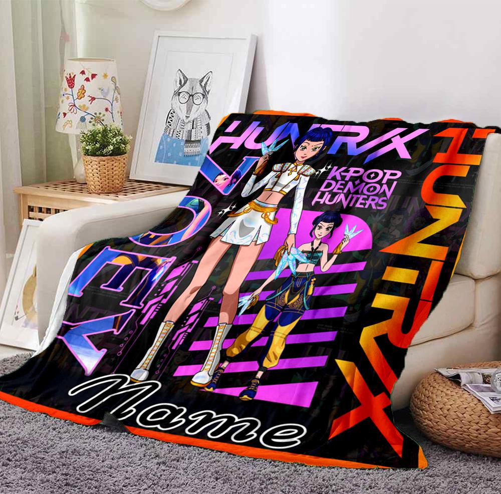 Custom Name Neon Vibes Flannel Blanket Throw Blanket Soft Warm Sofa Bed Home Decor Unique Gift