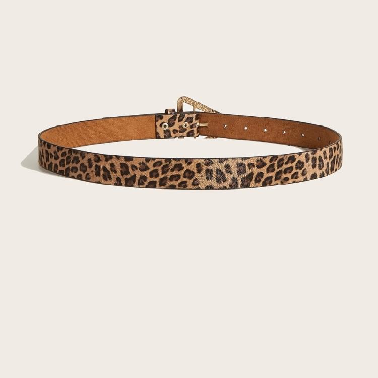Retro Leopard Print Waist Belt for Lady Girls Fashion PU Leather Waist Band Vintage Waist Ornament Decorative Girdle