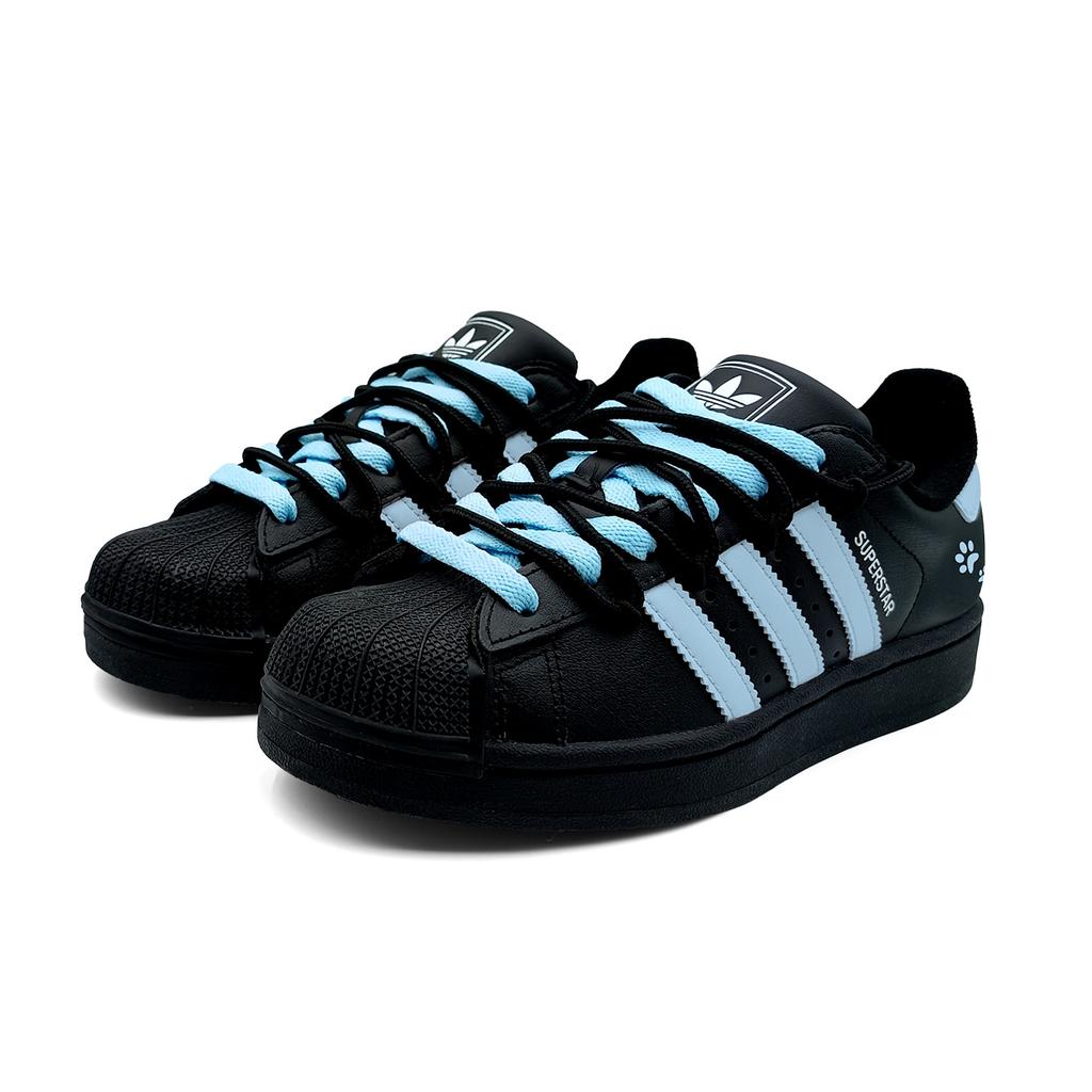 adidas Originals Superstar 2 Slijtvast Slijtvast Lage top Skateboard Schoenen Dames Zwart Blauw JI0079( team927-)