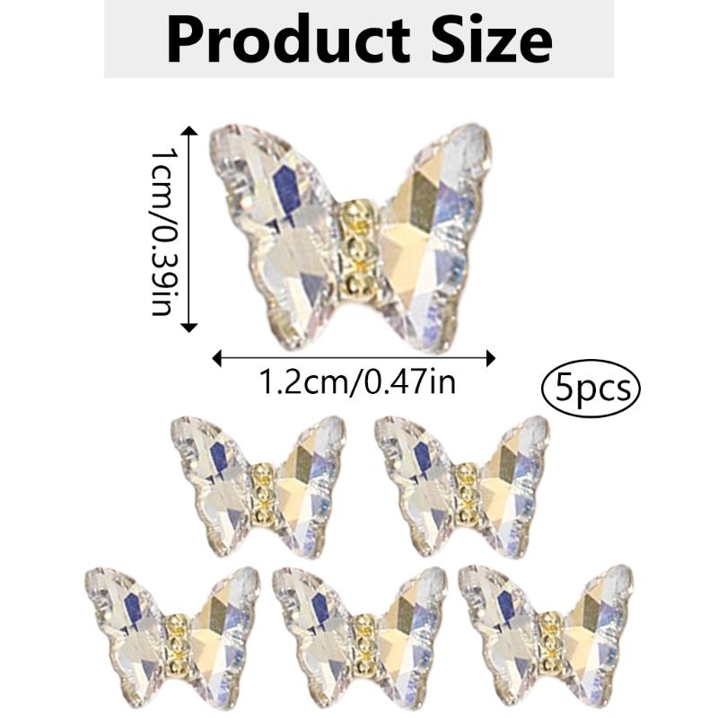 1Bag 3D Nail Charms Butterfly Shaped Nail Rhinestones for Women Elegant DIY Nails Art Decoration Accessories