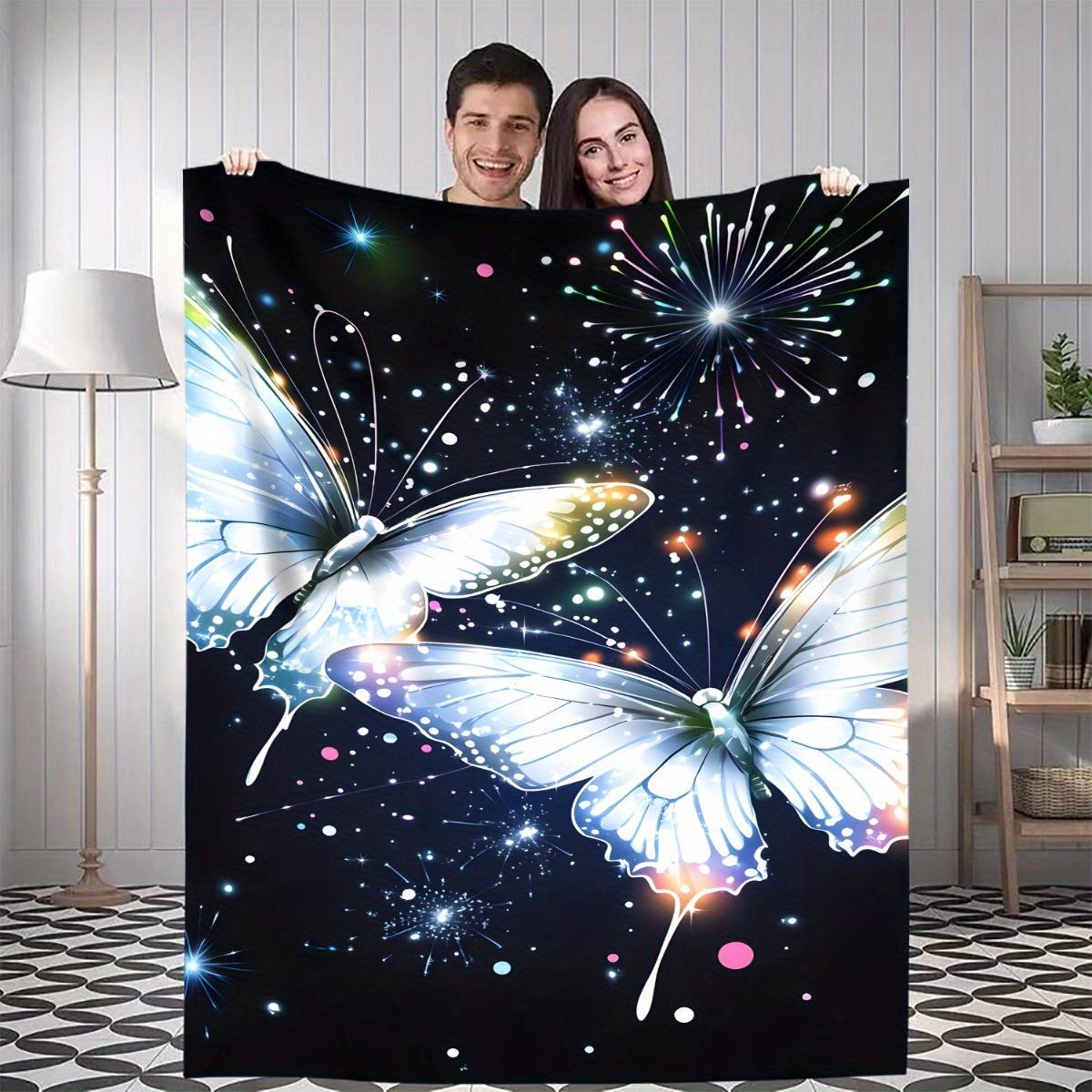 

1pc Flannel Blanket - Soft Warm All-Season Throw with Dark Sparkling Background, Lightweight Portable for Home, Travel, Camping 75x90cm28x35in