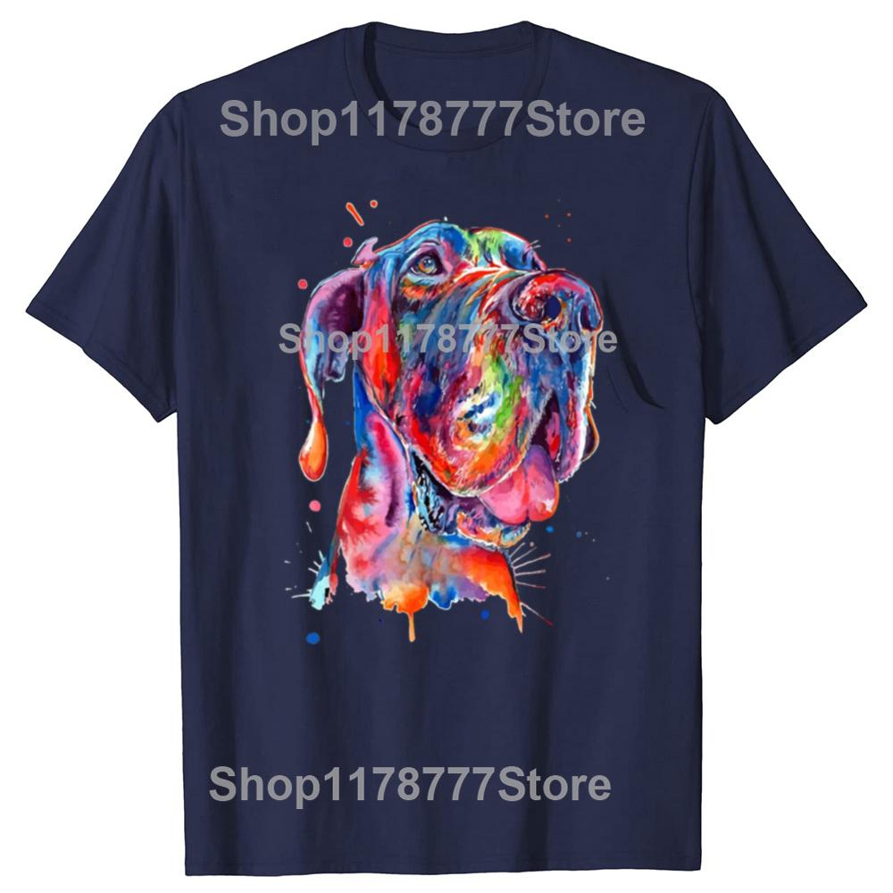 Funny Vintage Style Great Dane Splash Art Graphic Tshirt Unisex Women Hip Hop Oversized T Shirt 100 Cotton Comfort Tshirts