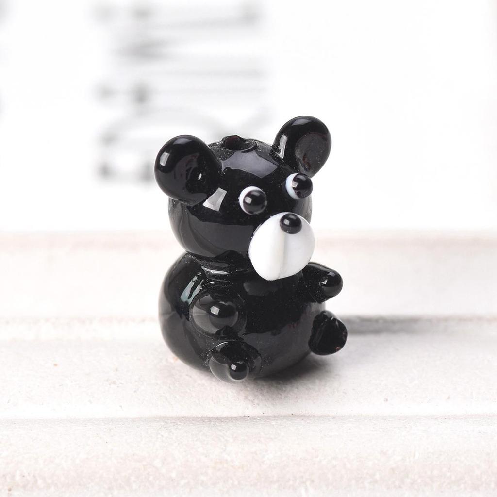 2pcs Bear 15x20mm Handmade Lampwork Glass Loose Beads for Jewelry Making Accessories DIY Crafts Findings