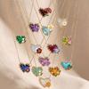 Birthstone Heart Necklace Birth Stone and Flower Pendant Necklace Jan to Dec