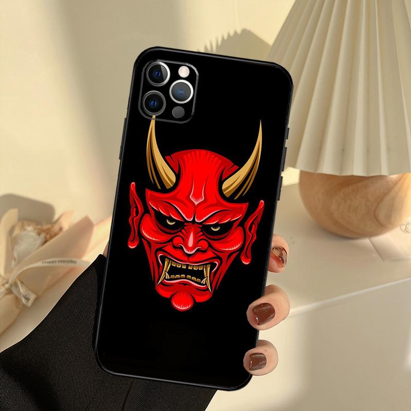 Samurai Oni Mask Phone Case For iPhone 13 16 15 11 12 14 17 Pro Max 12 Mini 15 16 Plus 16e 17 Air Cover Funda