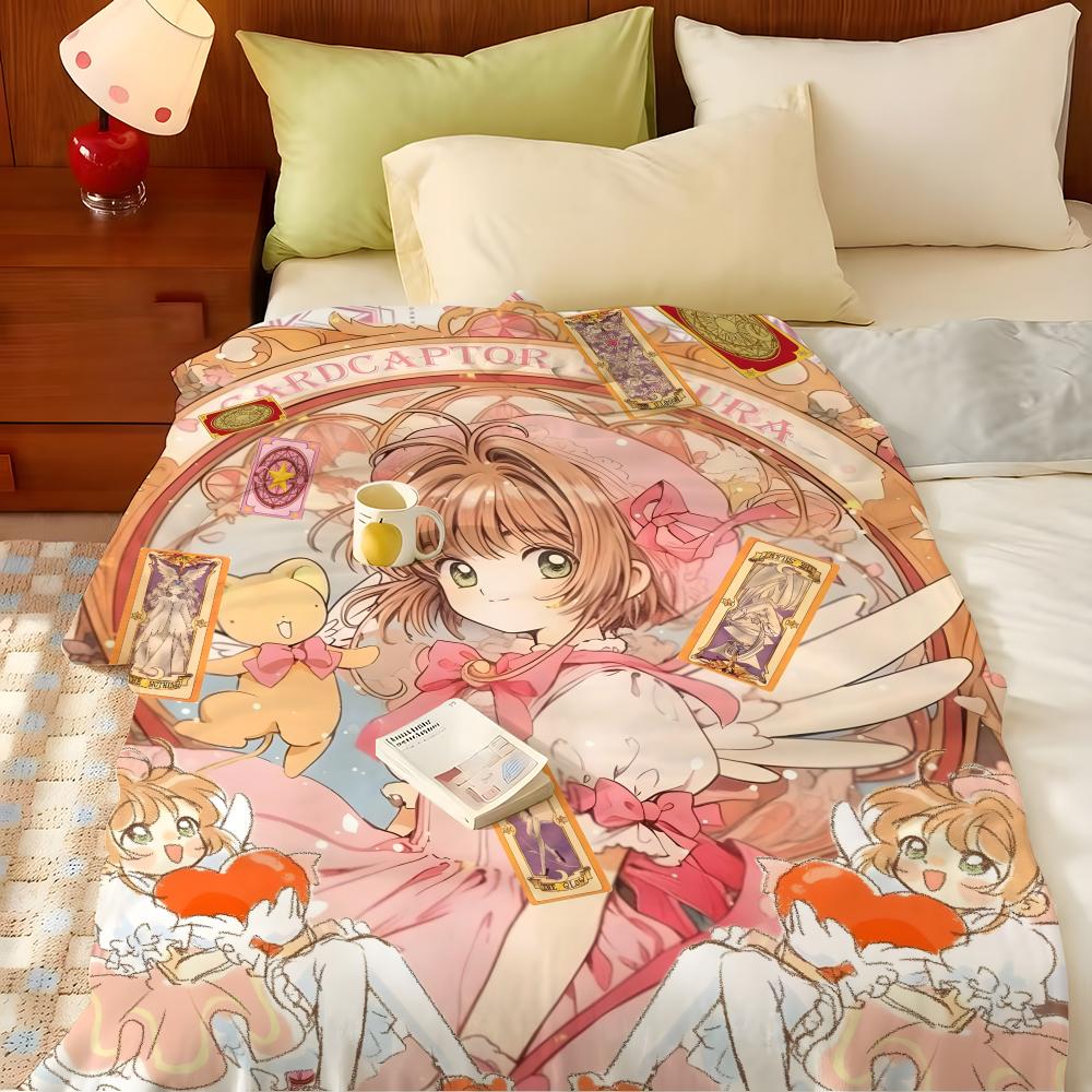 Anime C-Cardcaptor S-Sakura Throw Flannel Throw Blanket, Lightweight Cozy, Durable Washable cute Cool