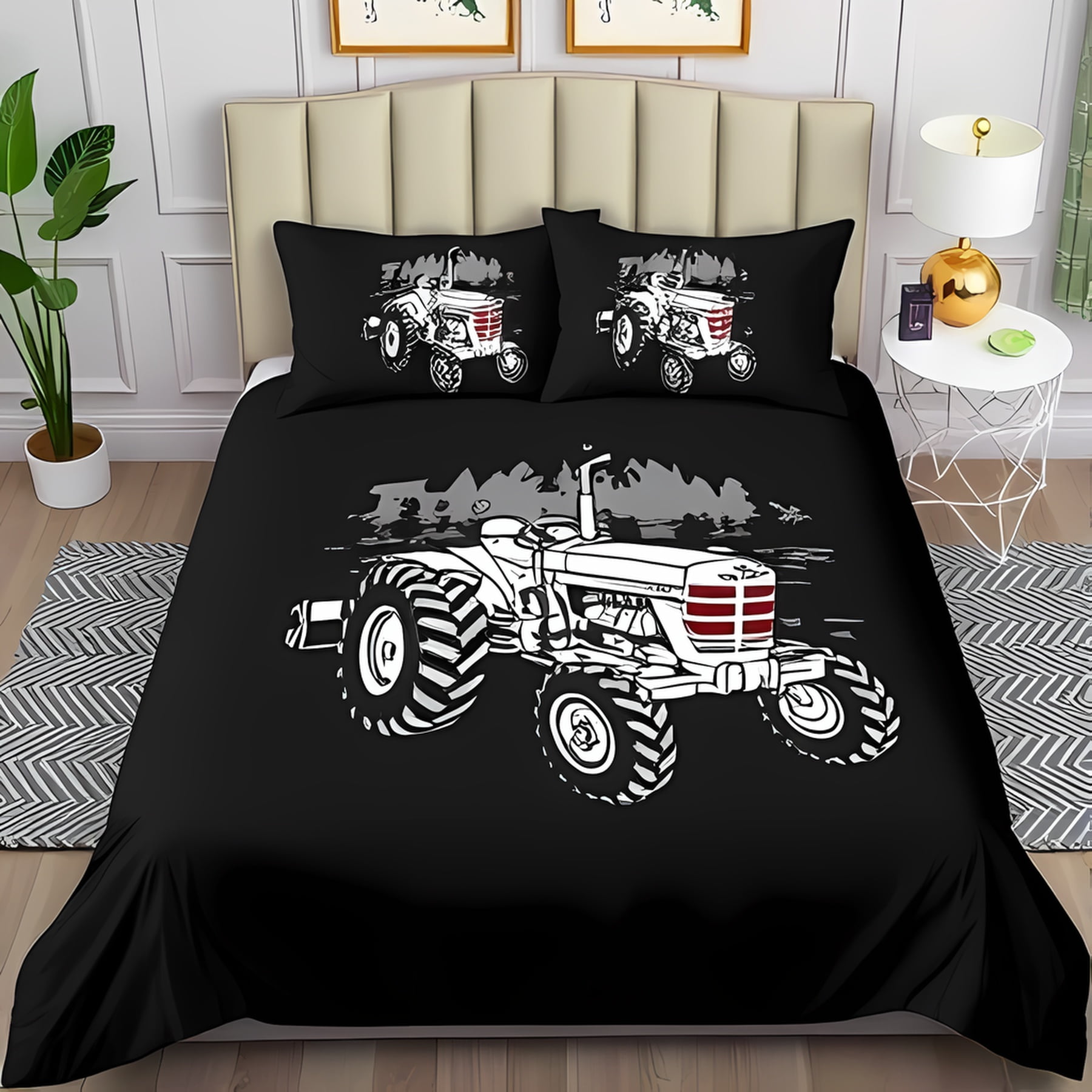 

Tractor Soft Duvet Cover Set,Beding Set for Children Kids plus Adult People, Home Decor, Quen Sized Dimensions Warm Soft Breathable plus Comfortable 135*200cm Eu-Single