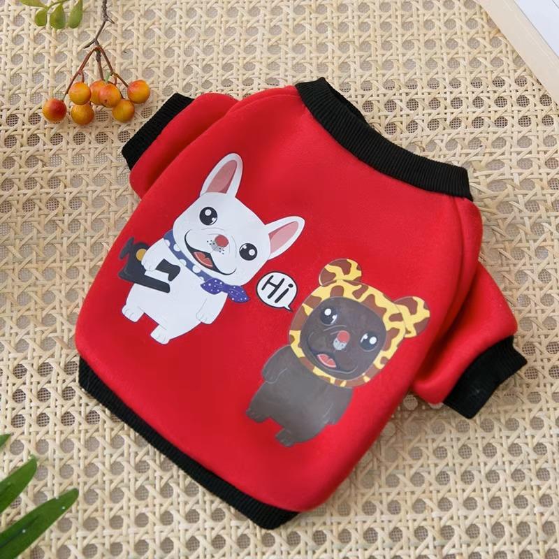 Autumn and Winter French Fighting Dog Clothes Bulldog Schnauzer Medium Dog Autumn Thin Sweater Festive Pet Clothes