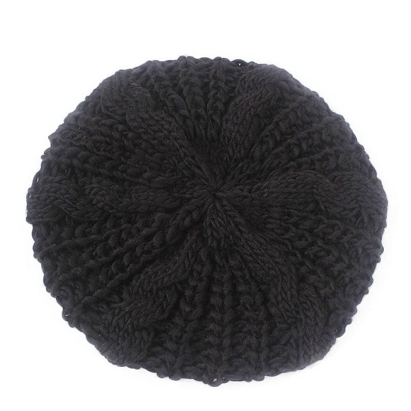 Autumn and winter trend solid color twist knitted hat beret, women's warm ear protector wool hat MXM-