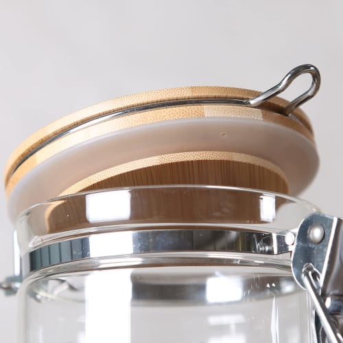 KKC Coffee Bean Storage Container, Airtight Canister, for Brown Sugar, Coffee Beans, Salt, Sugar, Flour, Potato Starch, and Tea Leaves, with Glass Mea