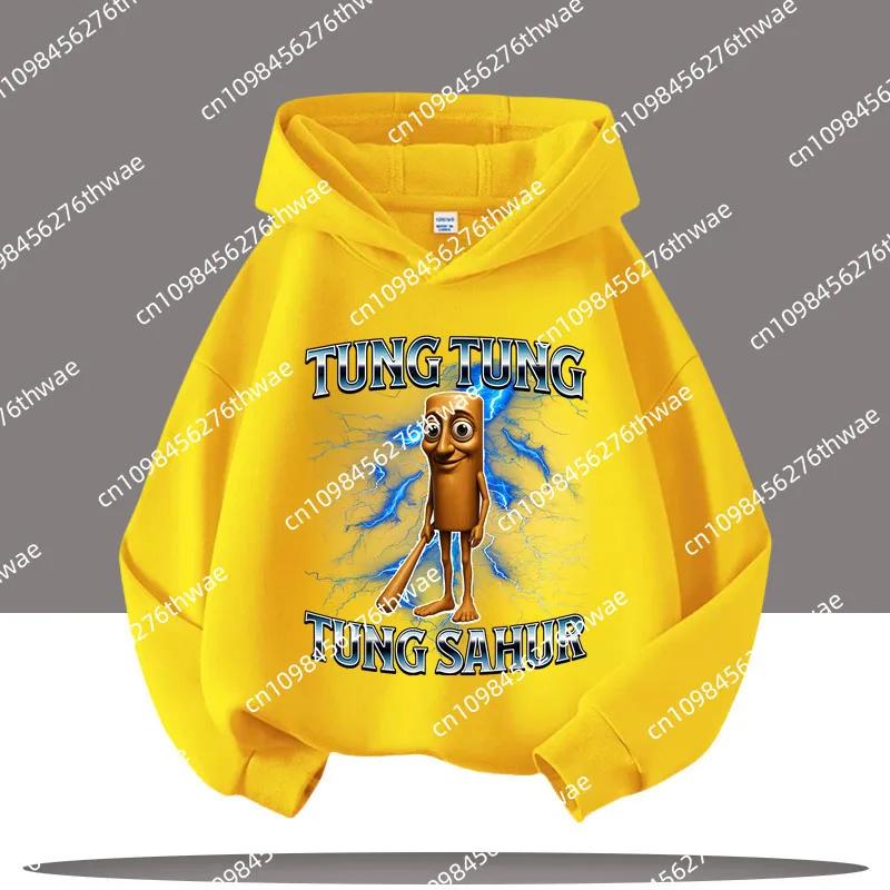 Tung Tungtung Sahur Ležérní Top s dlouhým rukávem Chlapecké oblečení Italský brainrot Dětská mikina Vtipná kreslená grafika Tenké mikiny