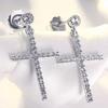Stylish Women Drop Earrings With Cross Design Dazzling Tiny Zirconia Luxury Party Accessories Exquisite Female Jewelry