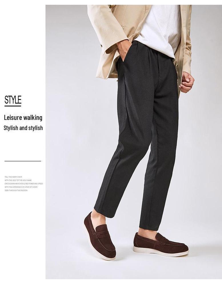 Men's British-Style Suede Nubuck Loafers - Slip-On Casual Shoes