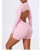 Xiga European & American Style Half-Zip Cutout Back Peach Butt Long Sleeve Yoga Jumpsuit LT05