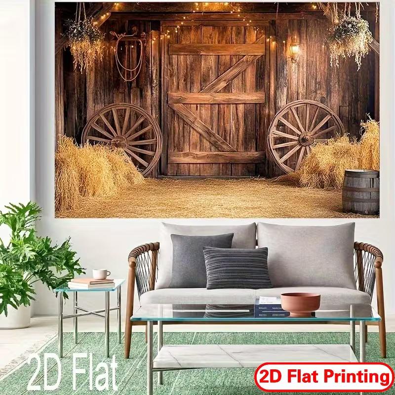 2D Flat Printing Country Barn Backdrop for Wedding & Farm Birthday
