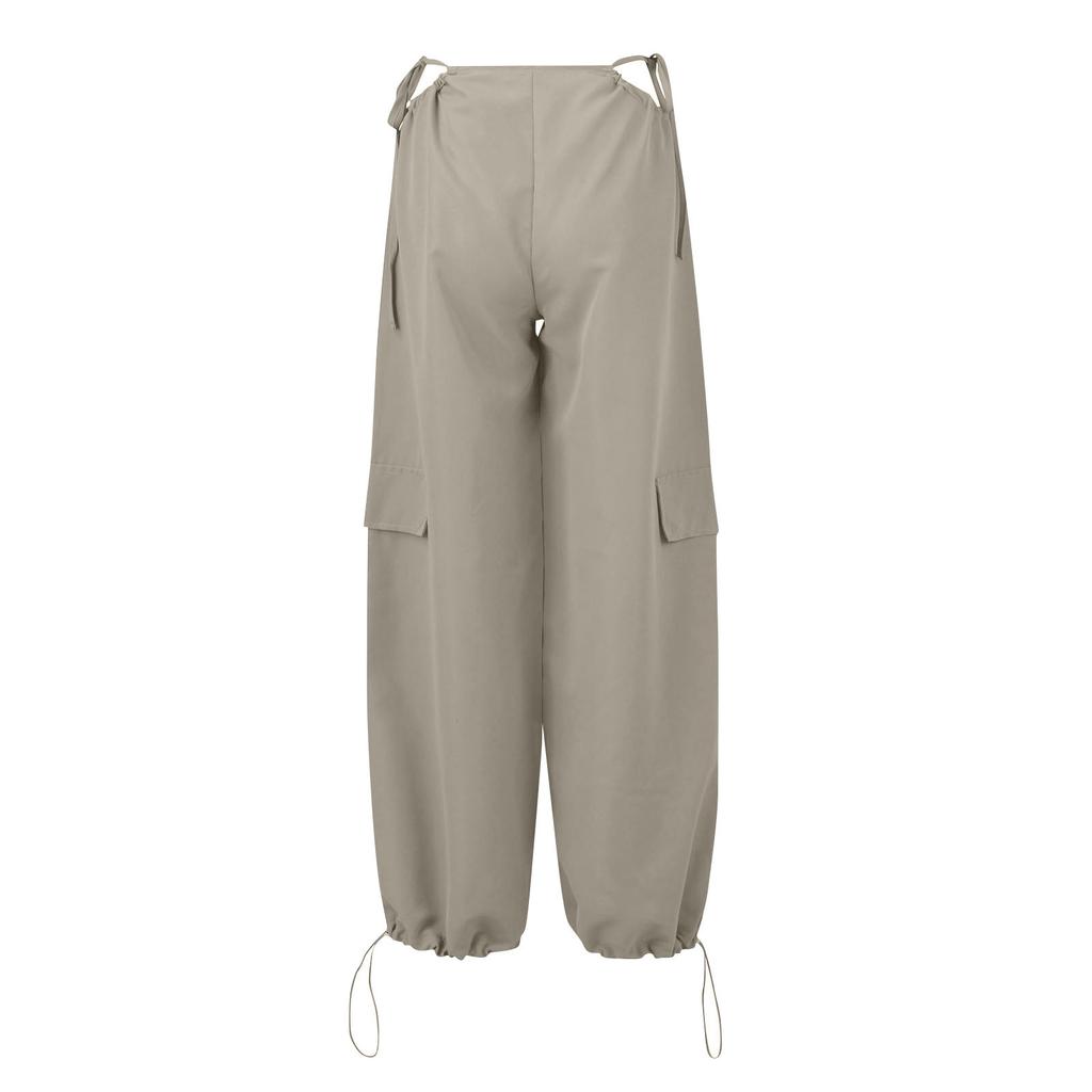 Baggy Cargo Pants For Women Over Size Long Pants Cargo Pants High Waist Pleated Pants Rope Belt Adjustable Cargo Pants Women
