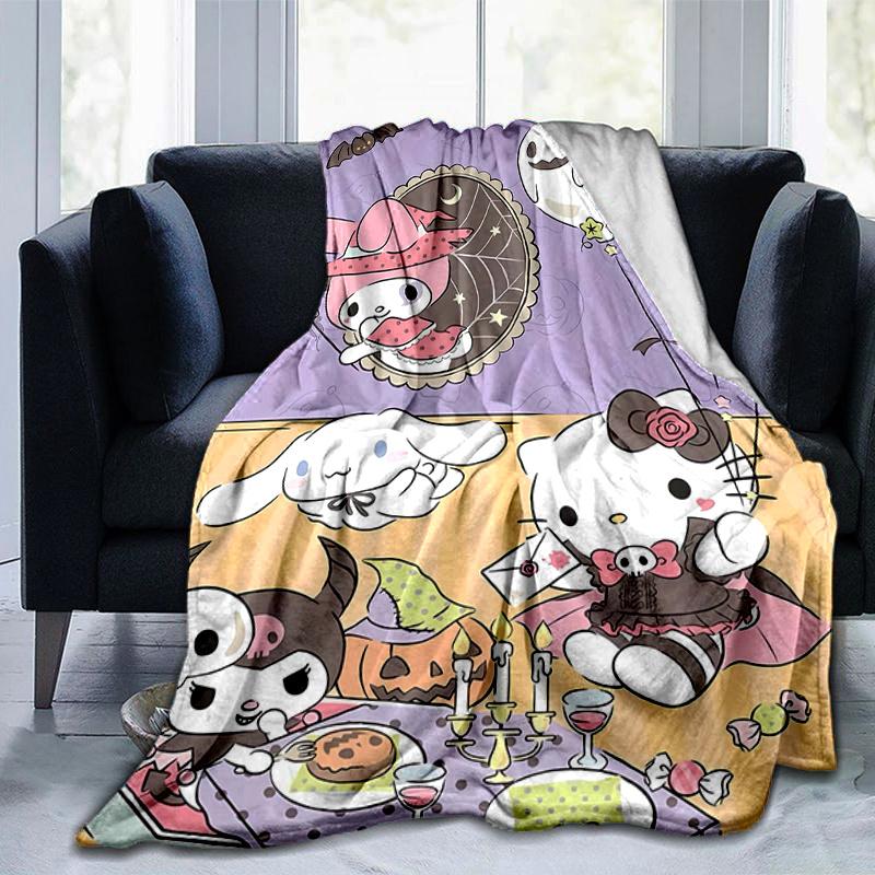 1pc Hello Kitty and Friends Halloween Party Blanket, Soft Throw for Home Decor, Perfect Gift for All Seasons, Living Room, Travel, Camping, Car Blanke